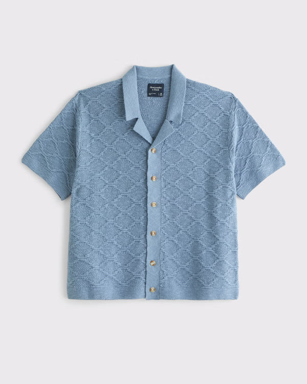 abercrombie & fitch - Crochet-Style Button-Through Sweater Polo.