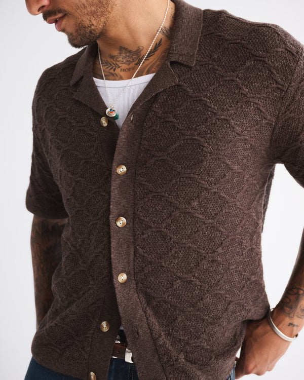 Abercrombie & Fitch - Crochet-Style Button-Through Sweater Polo.