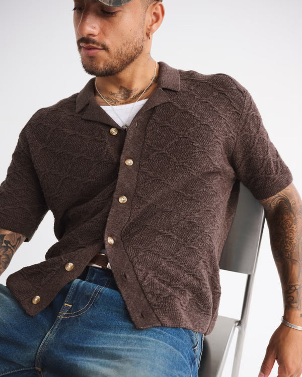 Abercrombie & Fitch - Crochet-Style Button-Through Sweater Polo.