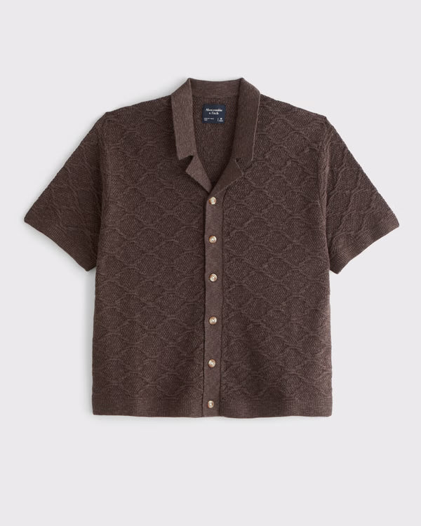 Abercrombie & Fitch - Crochet-Style Button-Through Sweater Polo.