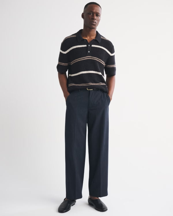 Abercrombie & Fitch - 100% Cotton Striped 3-Button Sweater Polo IMMEDIATE