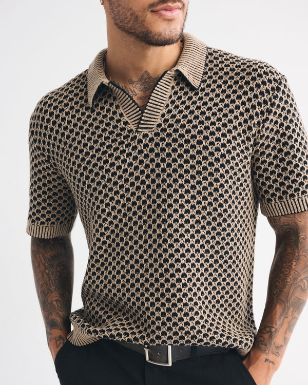 Abercrombie & Fitch - 100% Cotton Casual Johnny Collar Sweater Polo