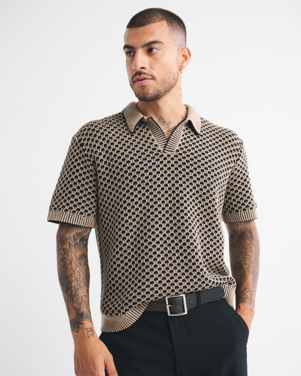 Abercrombie & Fitch - 100% Cotton Casual Johnny Collar Sweater Polo
