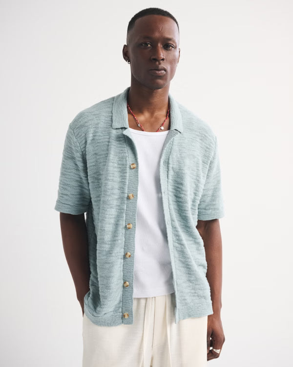 Abercrombie & Fitch - 100% Cotton Knit Button-Through Polo