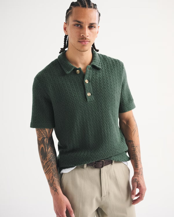 Abercrombie & Fitch - 100% Cotton 3-Button Sweater Polo IMMEDIATE