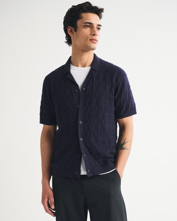 Abercrombie & Fitch - Diamond Stitch Button-Through Sweater Polo