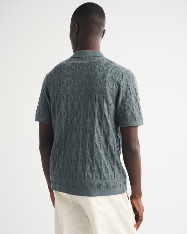 Abercrombie & Fitch - Diamond Stitch Button-Through Sweater Polo