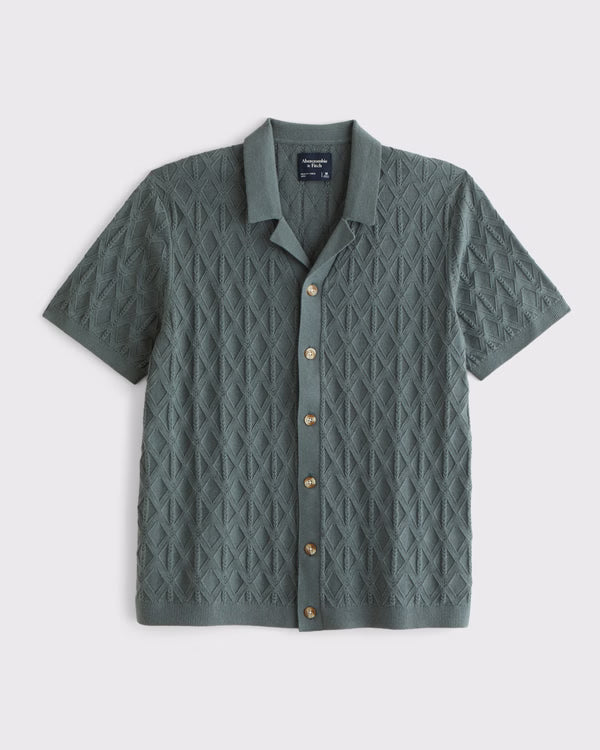 Abercrombie & Fitch - Diamond Stitch Button-Through Sweater Polo