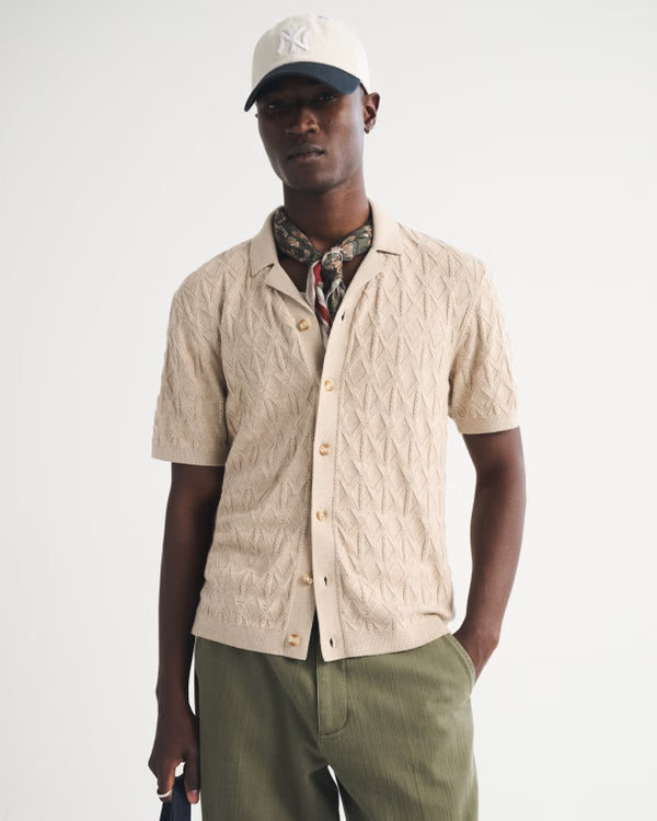 Abercrombie & Fitch - Diamond Stitch Button-Through Sweater Polo