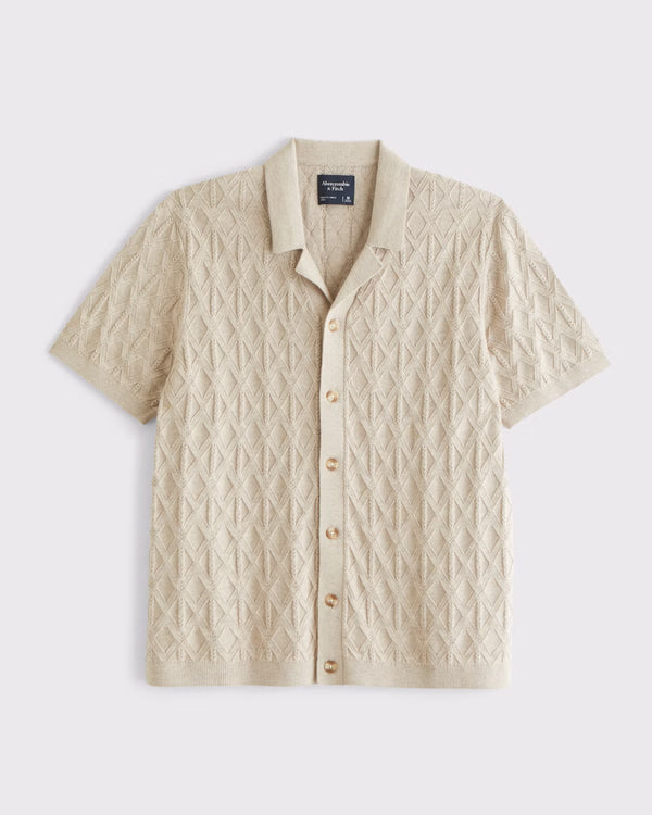 Abercrombie & Fitch - Diamond Stitch Button-Through Sweater Polo
