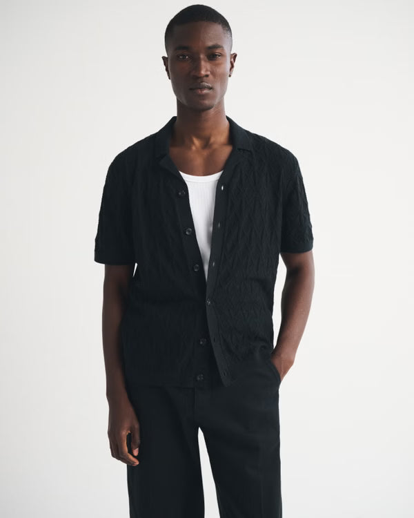 Abercrombie & Fitch - Diamond Stitch Button-Through Sweater Polo