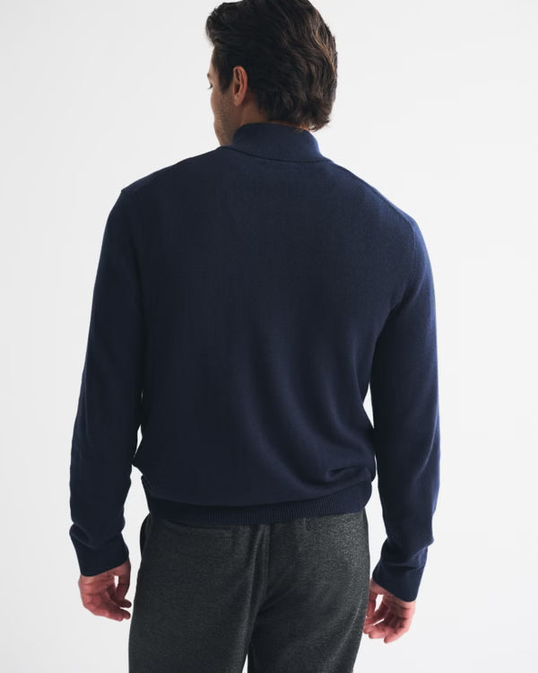 Abercrombie & Fitch - Icon Cotton-Merino Wool Quarter-Zip Sweater