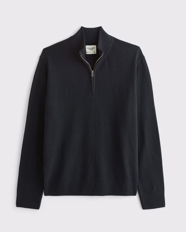 Abercrombie & Fitch - Icon Cotton-Merino Wool Quarter-Zip Sweater