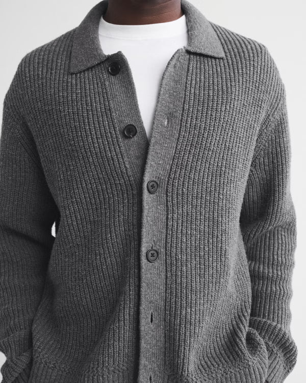 Abercrombie & Fitch - 100% Cotton Collared Cardigan