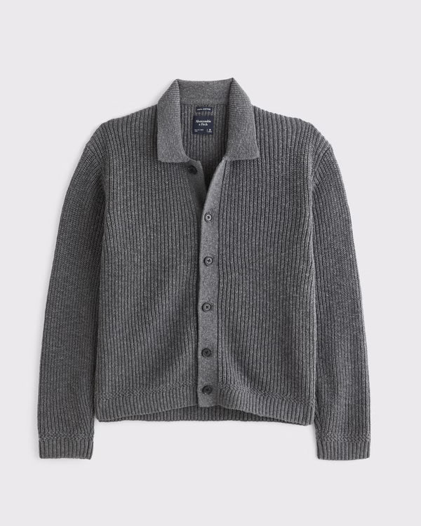 Abercrombie & Fitch - 100% Cotton Collared Cardigan