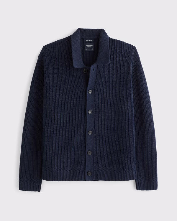 Abercrombie & Fitch - 100% Cotton Collared Cardigan