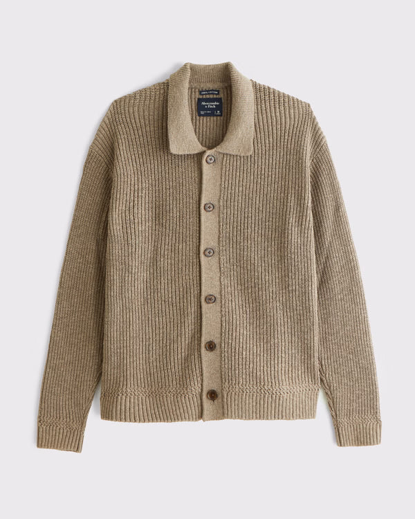 Abercrombie & Fitch - 100% Cotton Collared Cardigan