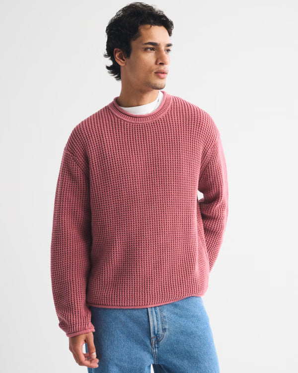 Abercrombie & Fitch - 100% Cotton Waffle Roll Neck Crew Sweater