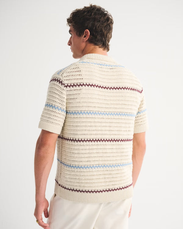 Abercrombie & Fitch - 100% Cotton Crochet-Style Button-Up Shirt