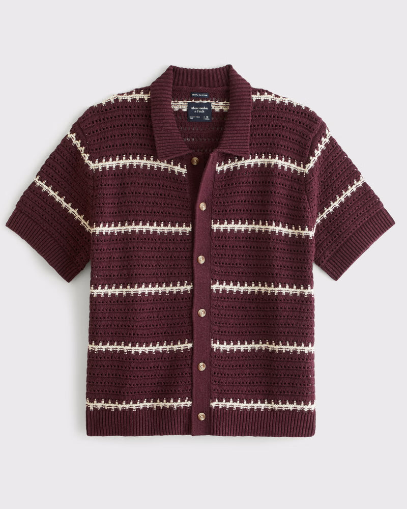 Abercrombie & Fitch - 100% Cotton Crochet-Style Button-Up Shirt