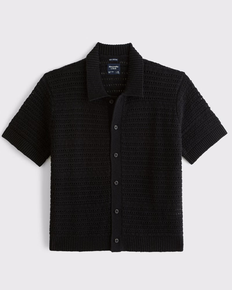 Abercrombie & Fitch - 100% Cotton Crochet-Style Button-Up Shirt