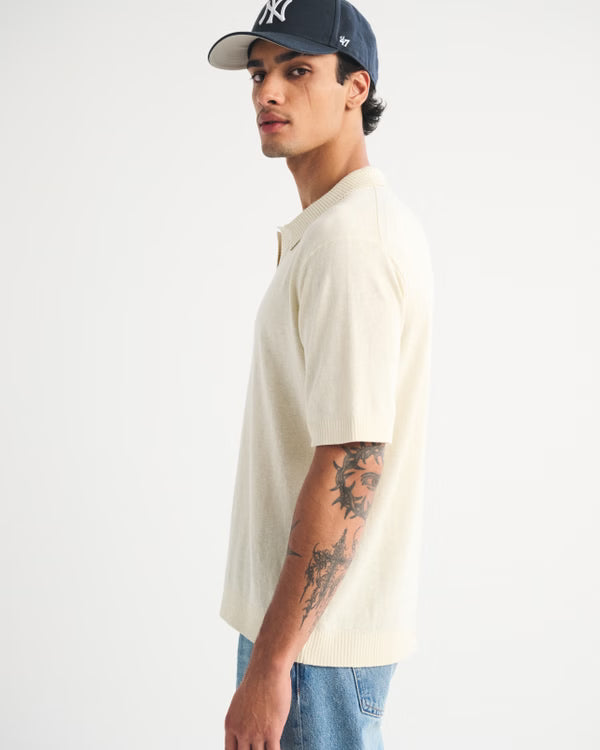 Abercrombie & Fitch - 100% Cotton Johnny Collar Sweater Polo