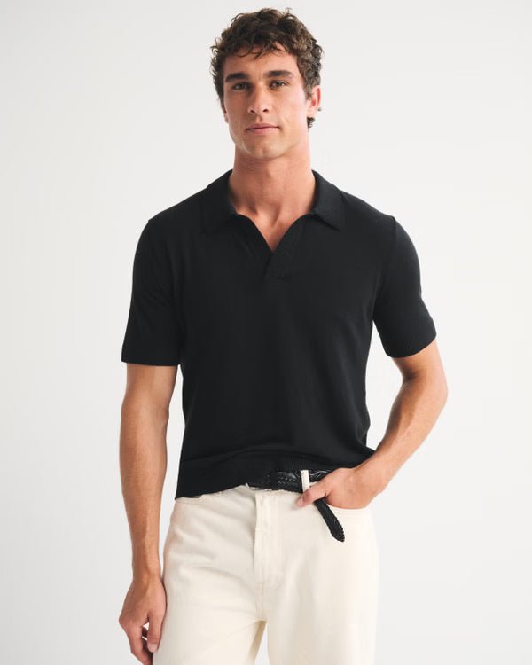 Abercrombie & Fitch - 100% Cotton Johnny Collar Sweater Polo