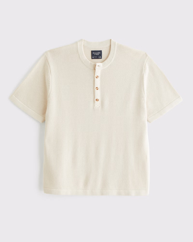 Abercrombie & Fitch - 100% Cotton Knit Henley Tee