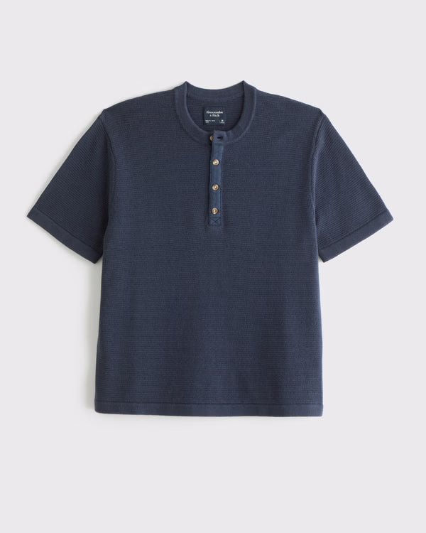 Abercrombie & Fitch - 100% Cotton Knit Henley Tee
