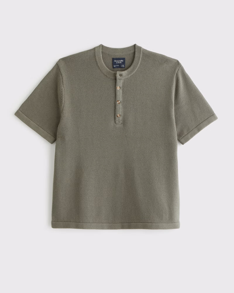 Abercrombie & Fitch - 100% Cotton Knit Henley Tee