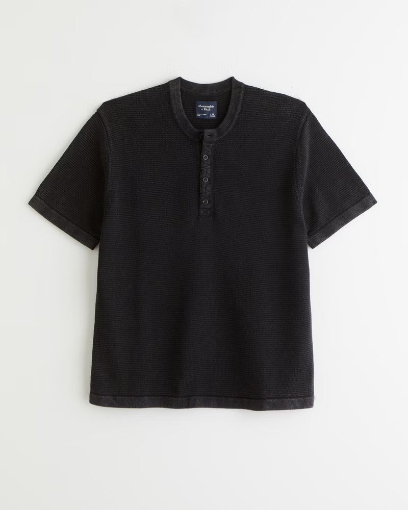Abercrombie & Fitch - 100% Cotton Knit Henley Tee
