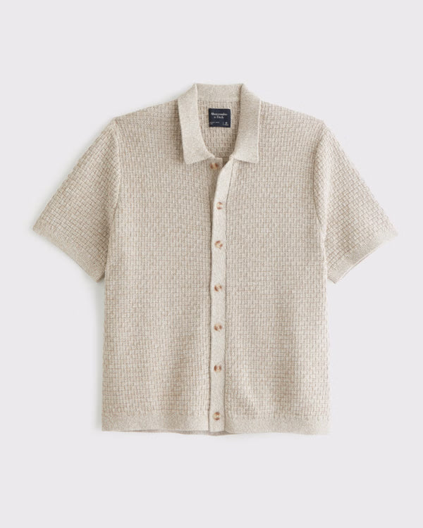 Abercrombie & Fitch - 100% Cotton Space-Dye Button-Through Sweater Polo