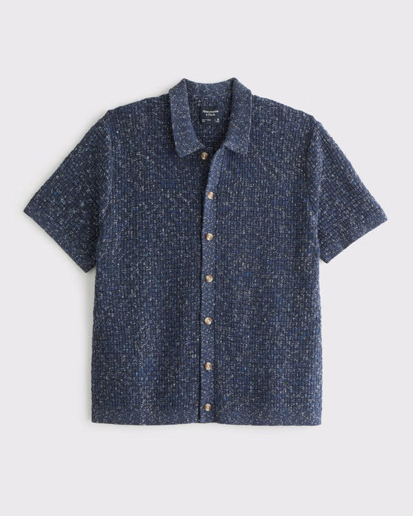 Abercrombie & Fitch - 100% Cotton Space-Dye Button-Through Sweater Polo
