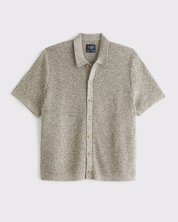 Abercrombie & Fitch - 100% Cotton Space-Dye Button-Through Sweater Polo