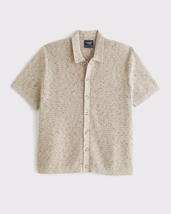 Abercrombie & Fitch - 100% Cotton Space-Dye Button-Through Sweater Polo