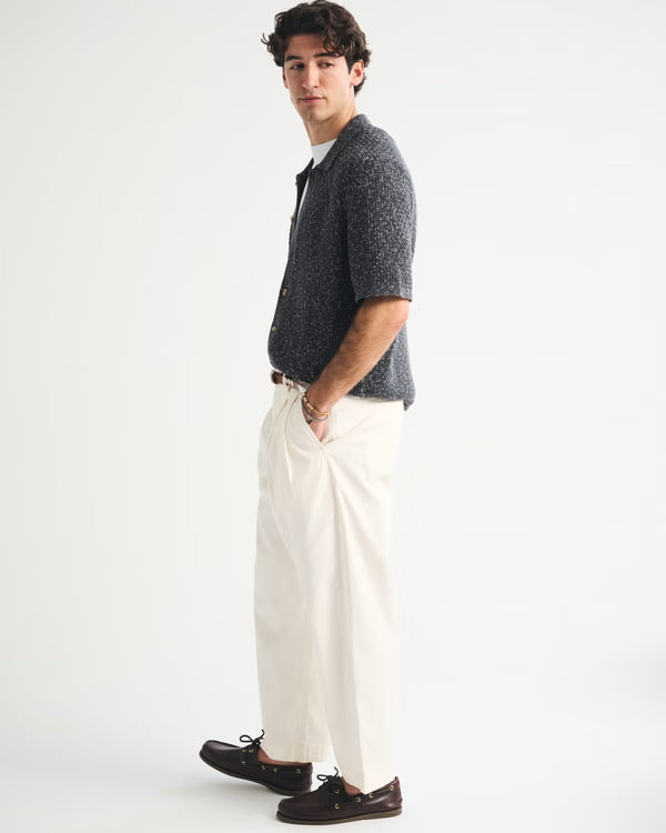 Abercrombie & Fitch - 100% Cotton Space-Dye Button-Through Sweater Polo.