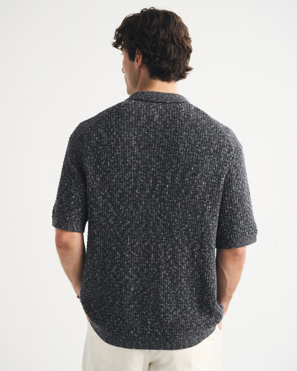 Abercrombie & Fitch - 100% Cotton Space-Dye Button-Through Sweater Polo.