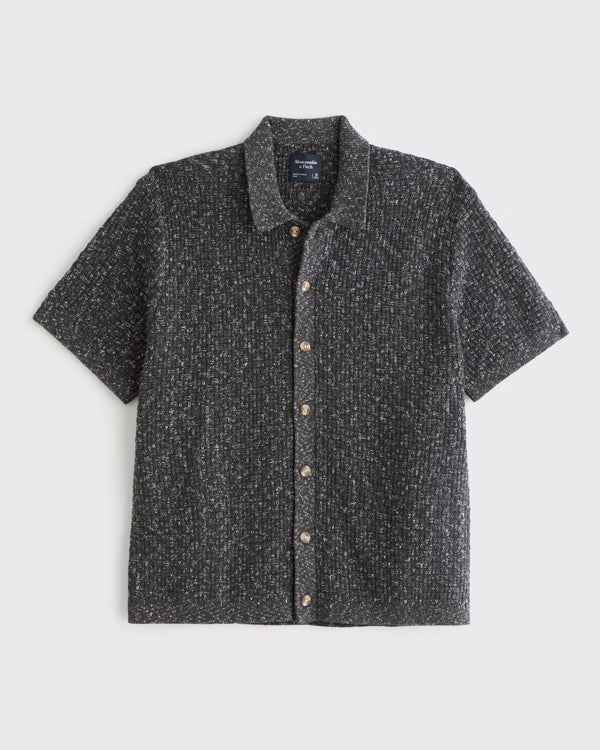 Abercrombie & Fitch - 100% Cotton Space-Dye Button-Through Sweater Polo