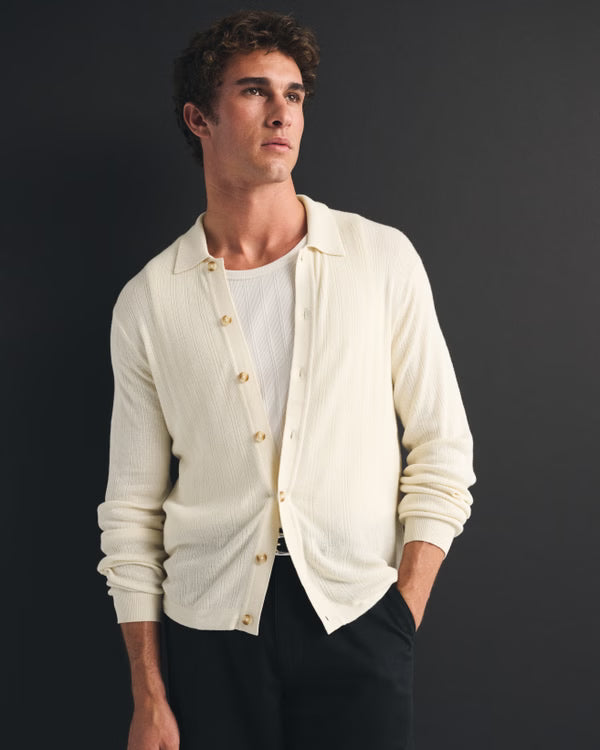 Abercrombie & Fitch - Long-Sleeve Button-Through Collared Sweater