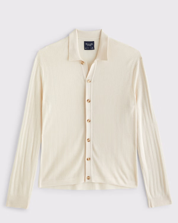 Abercrombie & Fitch - Long-Sleeve Button-Through Collared Sweater