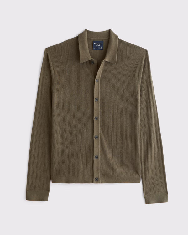 Abercrombie & Fitch - Long-Sleeve Button-Through Collared Sweater