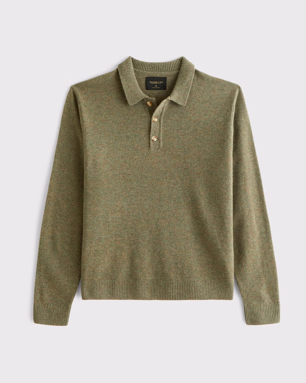 Abercrombie & Fitch - 100% Merino Wool 3-Button Collared Sweater