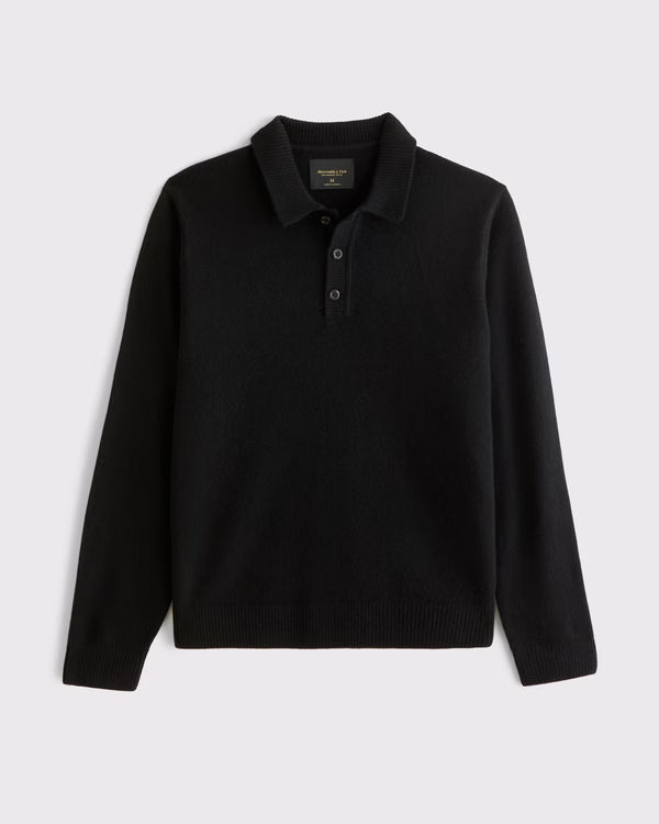 Abercrombie & Fitch - 100% Merino Wool 3-Button Collared Sweater