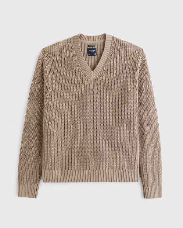 Abercrombie & Fitch - 100% Cotton Rib V-Neck Sweater