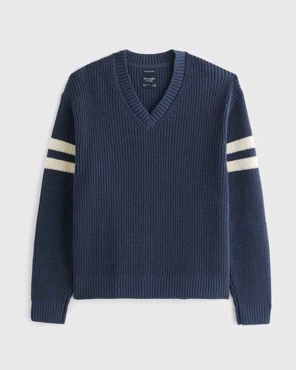 Abercrombie & Fitch - 100% Cotton Rib V-Neck Sweater