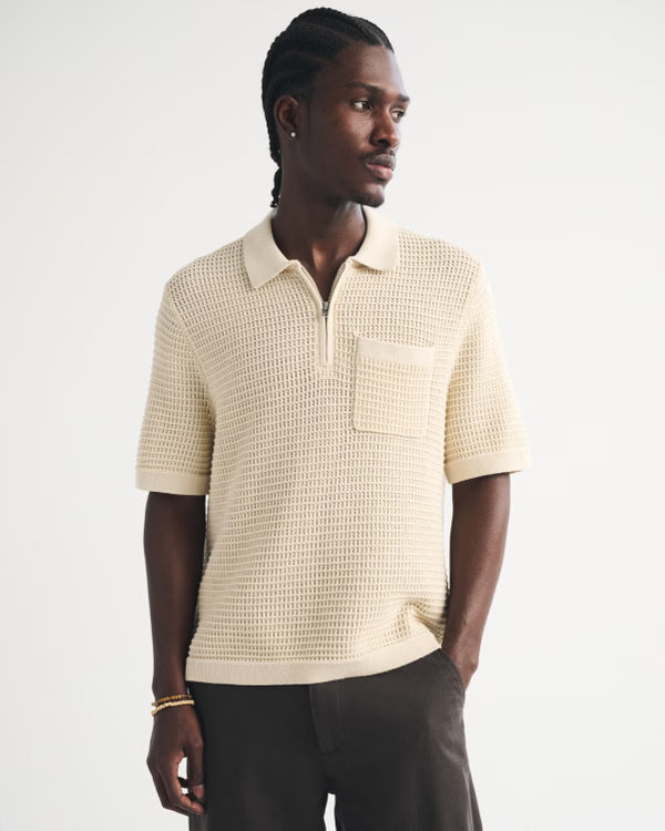 Abercrombie& Fitch - 100% Cotton Zip Sweater Polo IMMEDIATE