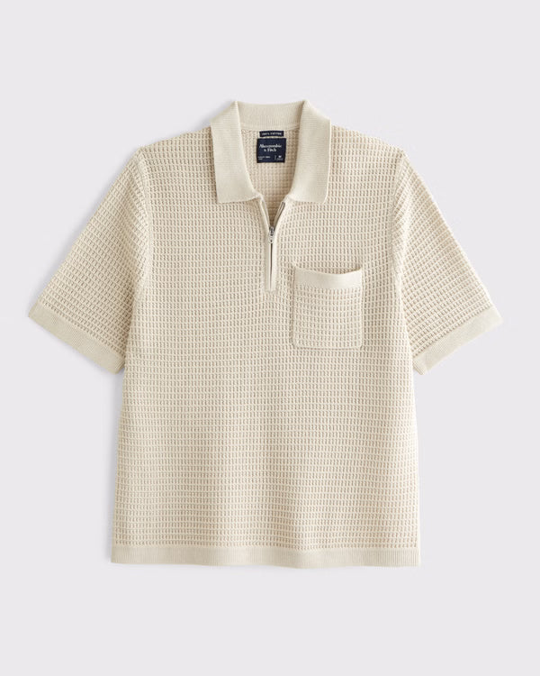 Abercrombie & Fitch - 100% Cotton Zip Sweater Polo