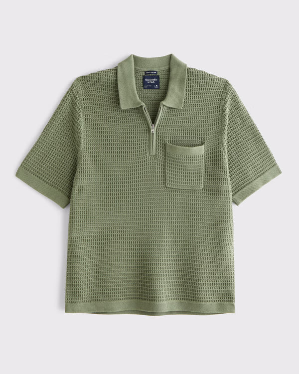 Abercrombie & Fitch - 100% Cotton Zip Sweater Polo