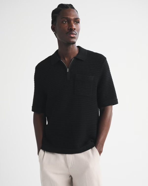 Abercrombie & Fitch - 100% Cotton Zip Sweater Polo