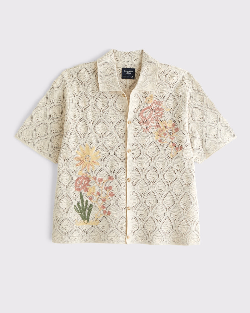Abercrombie & Fitch - Crochet-Style Button-Through Sweater Polo